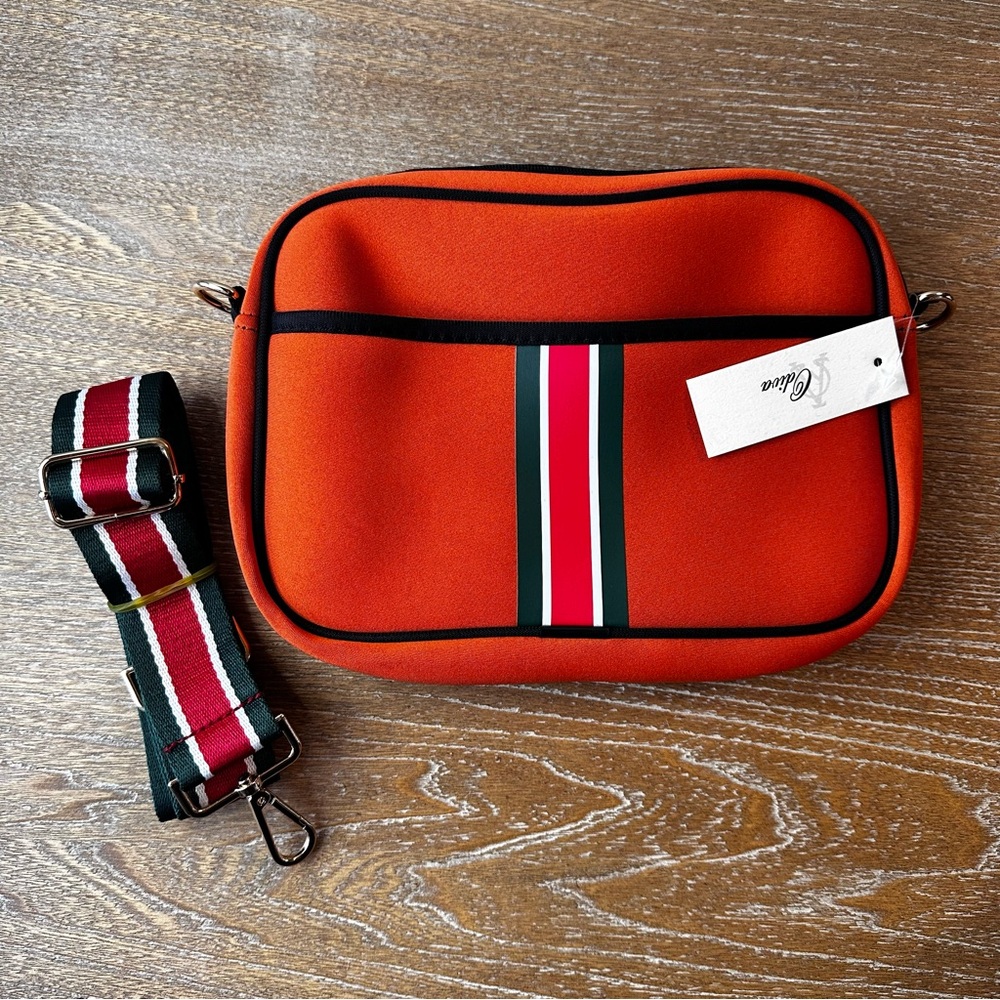 Odiva Orange Neoprene Crossbody Bag with Adjustable Strap New with tag